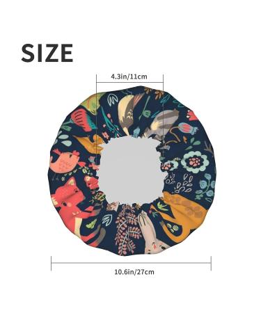 Cute Forest Animals Printing Shower Cap - Reusable & Waterproof for Women | Double Layer Bathing Hair Cap for Spa & Salon - Buy Online on GoSupps.com