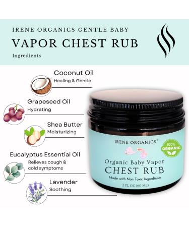 Irene Organics Organic Baby Vapor Chest Rub Clean Vapo Rub Made with Non Toxic Ingredients Organic Cough & Congestion Relief Balm Safe Natural Eucalyptus & Lavender Rub for Newborns & Kids 2 Ounce (Pack of 1) - Buy Online on GoSupps.com