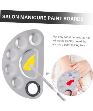 Beaupretty 1 Set Palette Nail Tools Nail Polish Makeup Set Non- Stick Paint Palettes Nail Art Display Board Makeup Spatula and Stainless Steel Silver Manicure Color Mixing Trays Mix 12.5X9.5X1.5CM Silver - Buy Online on GoSupps.com