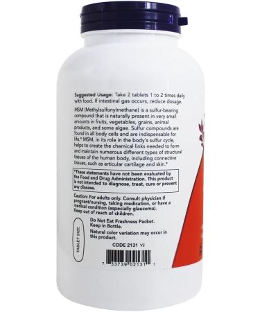Now Foods MSM 1500mg 200 Tablets - Natural Joint Support Formula - Buy Online on GoSupps.com