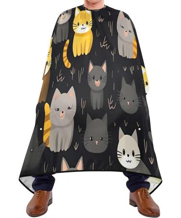 Kigai Cartoon Cats Barber Cape | Waterproof Hair Cutting Cape for Men & Women | Adjustable Salon Hairdressing Cape - Buy Online on GoSupps.com