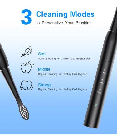 Buy SARMOCARE Electric Toothbrush for Adults - 8 Brush Heads Travel Case Fast Charge 3 Modes 2-Minute Timer 42000 VPM Sonic - Black - Buy Online on GoSupps.com