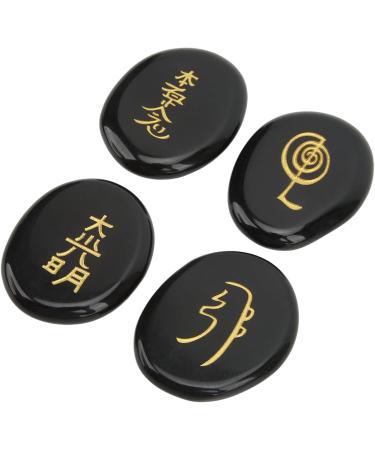 4 Pieces Reiki Symbols Smoother Surfaces Engraved Reiki Stones for Home Decoration Meditation Ornament (Black) Schwarz - Buy Online on GoSupps.com