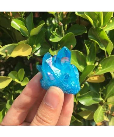 2 Pieces 60g Angel Crystal Cluster Blue and White Natural Titanium Coated Gem Quartz Cluster Home Decor s - Buy Online on GoSupps.com