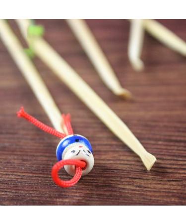 Bamboo Ear Curette Set - Chinese Doll Head Earwax Remover and Toiletry Tool for Home - 5Pcs Natural Wood Ear Cleaning Tools - Buy Online on GoSupps.com