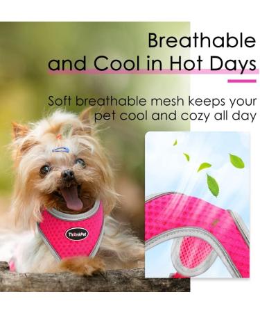 Thinkpet No-Pull Dog Harness & Leash Set Breathable Adjustable Reflective Soft Control for Small to Large Dogs 1 Pack in Pink & Red - Buy Online on GoSupps.com