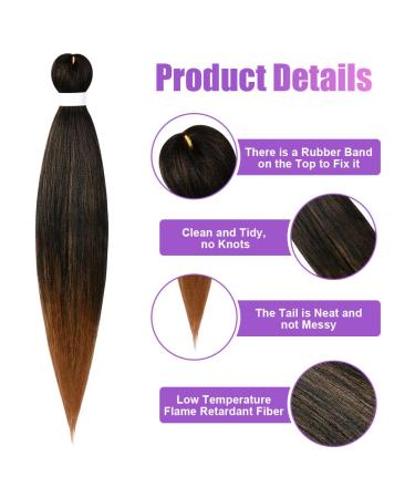 Aomig Pre-Stretched Braiding Hair - 2PC Ombre Brown Professional Art Fiber Extensions for Box Braids & Simple Braids - Buy Online on GoSupps.com