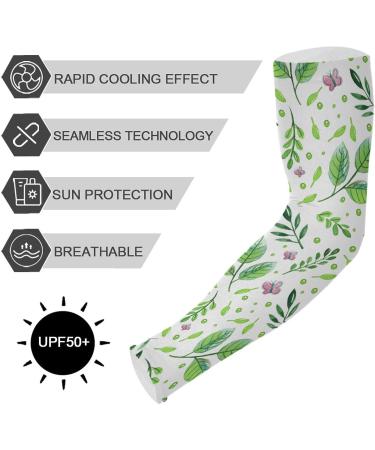 Dussdil Spring Leaves Butterflies Arm Sleeves | UV Sun Protection Cooling Sleeves with Thumb Hole for Garden Farm | Men Women - Buy Online on GoSupps.com