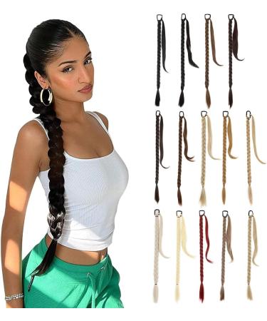 prinfantasy Hair Extensions for Braiding DIY Braid Ponytail Extension Long Straight 33" Ponytail Hair Extensions Natural Invisible Resistant Fiber Soft Natural Black Brown MW262 MW262 33 inch - Buy Online on GoSupps.com