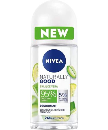 NIVEA NATURALLY GOOD Women's Deodorant Organic Aloe Vera Roll-on 50 ml, deodorant with 95% ingredients of natural origin, 24-hour freshness roll-on
