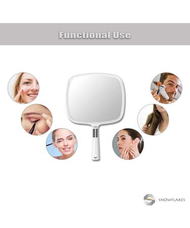 Large Snowflakes Hand Mirror with Handle - Handheld Hairdresser Mirror (White) - Buy Online on GoSupps.com