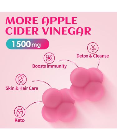 Buy Apple Cider Vinegar Gummies 1500mg Keto ACV with Pomegranate & Beet Low Sugar Vegan Detox Gummies - 60 Count - Buy Online on GoSupps.com
