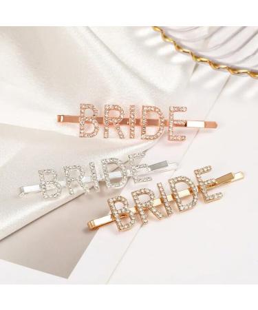 TOFINZO Bridal Hair Accessories Wedding Hair Accessories For Women Hen Party Crystal Rhinestone Elegant Bride Letter Hair Pins for Bridal & Bachelorette Party Silver - Buy Online on GoSupps.com