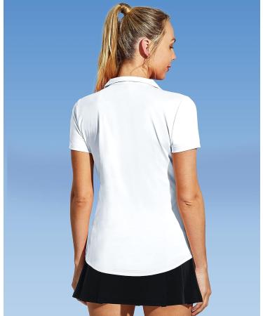 MIER Women's Golf Polo Shirt - Collared V-Neck, Short Sleeve, Dry Fit, Moisture Wicking, Sun Protection - White Medium - Buy Online on GoSupps.com