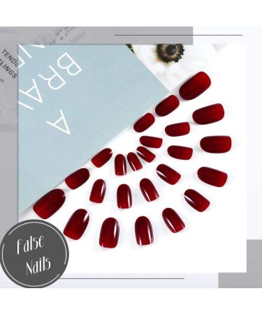 Yizaca Red Long Oval Press on Nails - 24PCS Full Cover Acrylic False Nails for Women and Girls - Buy Online on GoSupps.com