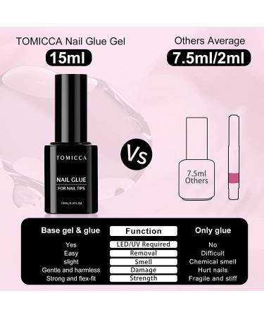 TOMICCA Nail Tips and Glue Gel Kit - 500PCS Coffin Soft Gel Tips + UV LED Lamp + 15ML 4 In 1 Nail Glue Gel - Professional Acrylic Nail Extension Kit for Easy DIY Nail Art - Buy Online on GoSupps.com
