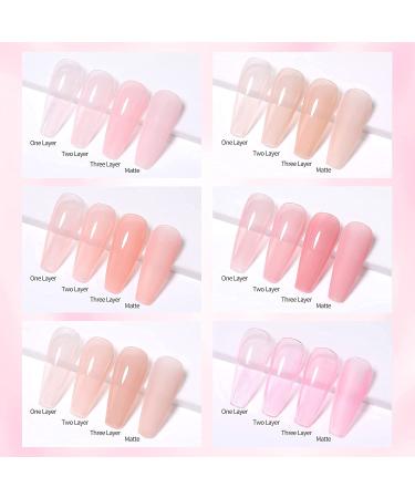 Vishine Sheer Milky Pink Jelly Gel Polish Kit - 6Pcs 8ML Set | UV LED Varnish for DIY Nail Art - Buy Online on GoSupps.com