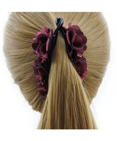 Meilliwish Noble Wedding Flower Hair Clip for Women - Beautiful Banana Style in Wine Red - Buy Online on GoSupps.com
