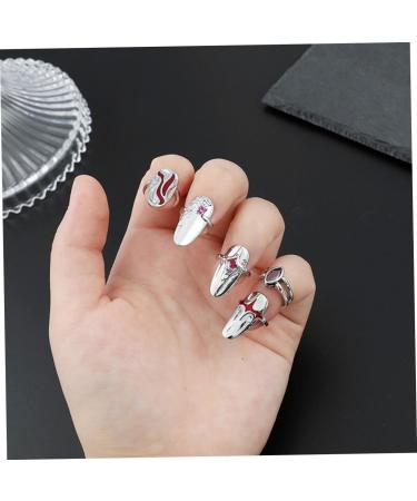 Healeved 4 Sets Nail Ring Women Finger Decor Womans Rings Jewelry Nail Tip Ring Nail Jewels Ring for Ring Jewelry Rings for Jewelry for Nail Jewelry White Zinc Alloy - Buy Online on GoSupps.com