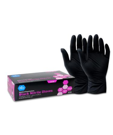 Medpride Medical Exam Nitrile Gloves| Black, Latex/Powder-Free, Non-Sterile Exam (Large/100) Large (Pack of 100)