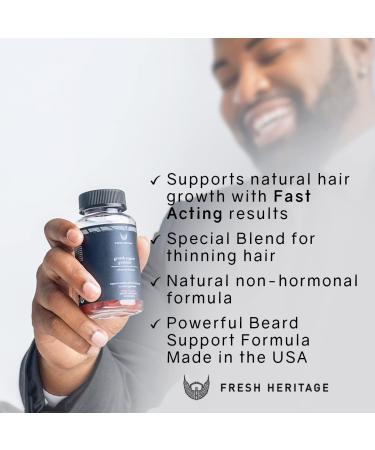 Fresh Heritage Beard Hair Regrowth Gummies for Men - Premium Hair Vitamins - Stop Hair Loss & Regrow Beard - Cherry Flavor 60ct - Buy Online on GoSupps.com