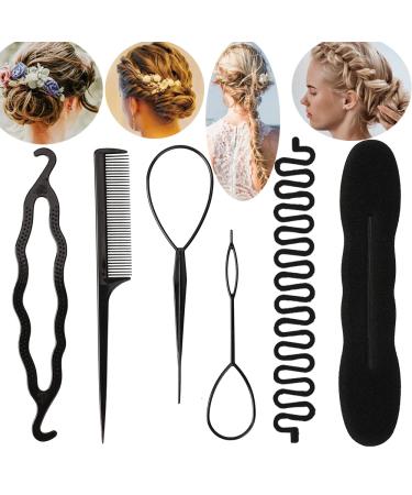 ZZJB Hair French braid tool hair braiding tools hair styling accessories women's hair accessories styling tools centipede braid maker ladies girls girlfriend 6 pieces (Black 6-piece set)
