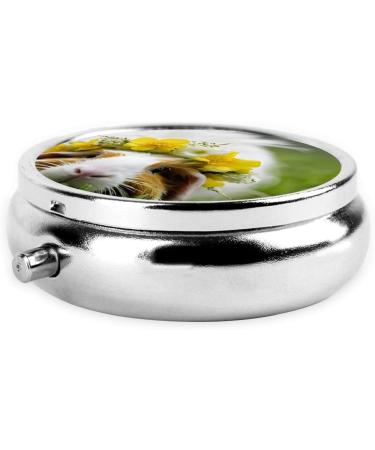 Guinea Pig Round Pill Box | 3 Compartment Mini Decorative Organizer | Portable Travel Medicine Holder & Vitamin Case - Buy Online on GoSupps.com