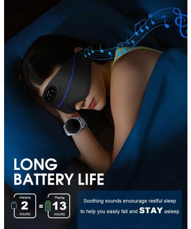 White Noise Sleep Mask Headphones with 34 Nature Sounds | Wireless & Sweat Absorbent Silk Eye Mask for Sleeping | Light Blocking & Timer | Best for Sleeper & Travel | All Black - Buy Online on GoSupps.com