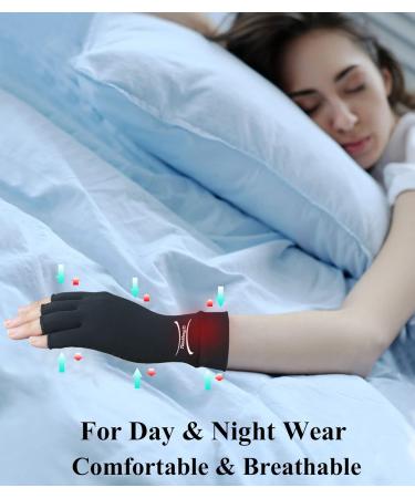 2 Pairs Copper Arthritis Gloves for Relief Pain for Women Men Fingerless Compression Gloves for Carpal Tunnel Osteoarthritis Joint Pain Computer Typing Driving Hand Support (Black Large) Large Black - Buy Online on GoSupps.com