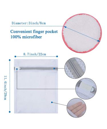 Reusable Makeup Removal Pads - Kinhwa Super Soft Microfiber Facial Cleaning Pads (6 Pack) - Washable & Slimming Pads with Laundry Bag - Pink/White - Buy Online on GoSupps.com