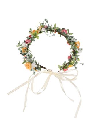 MAGICLULU 1pc Colored Rose Wreath Bridal Floral Garland Bridal Garland) No Lens Glasses Garland Headband Copper Star of David Flower Headband Flower Headdress Cloth Bride Wedding