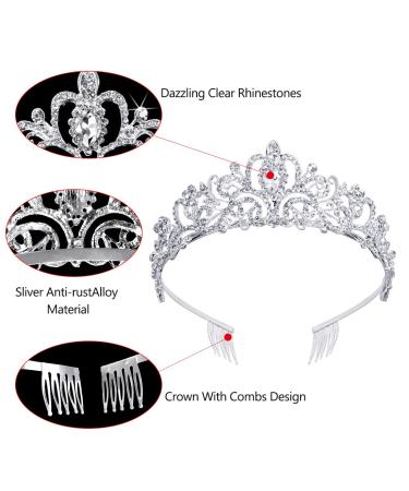 Crystal Rhinestone Wedding Tiara Crown - Elegant Silver Bridal Headpiece for Women and Girls - Buy Online on GoSupps.com