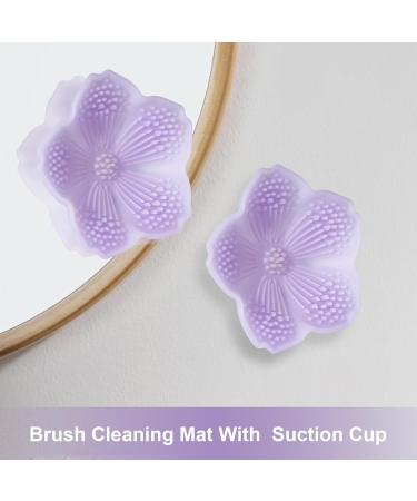 2 Pack Silicone Make-Up Brush Cleaning Mat - Portable Cosmetic Brush Cleaner for Fast and Easy Cleaning - Violet - Buy Online on GoSupps.com
