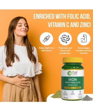 Generic Iron Folic Acid Supplement - 60 Veg Tablets with Zinc Vitamin C & Vitamin B12 for Men & Women | Supports Haemoglobin Production Boosts Immunity & Maintains Iron Level - Buy Online on GoSupps.com