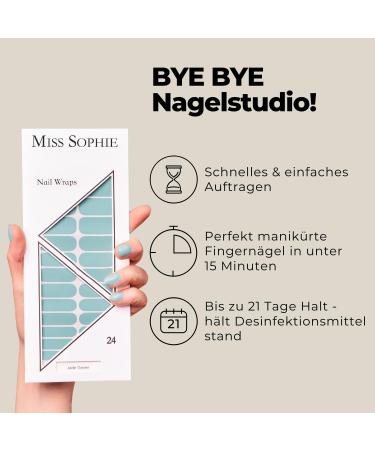 Original Miss Sophie Nail Foils Jade Green | 24 Ultra-Thin Nail Polish Stripes for Fingers & Toes | Adheres to Natural Acrylic Gel & Shellac Nails - Buy Online on GoSupps.com