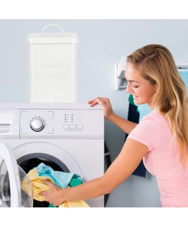 Liquid Laundry Detergent Holder - 3L Fabric Softener Dispenser with Spoon | Laundry Powder and Liquid Detergent Dispenser Large Capacity for Laundry Room Organization Haoying Beige - Buy Online on GoSupps.com