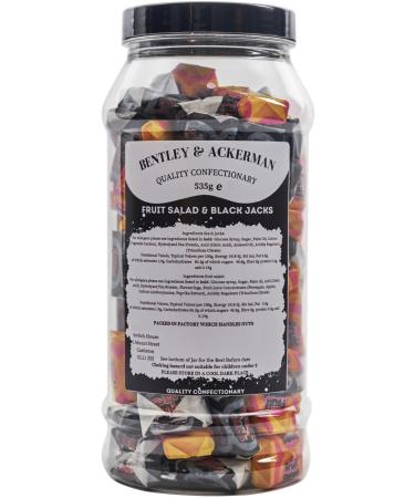Fruit Salad & Black Jacks (535g) original Classic British Sweets Combo in a Gift Jar By Bentley & Ackerman's Sweet Shop. - Buy Online on GoSupps.com