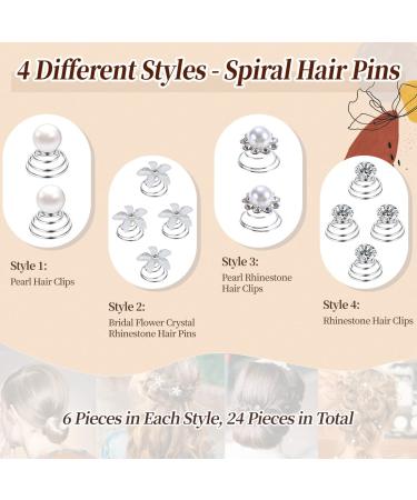 24-Piece Hair Spiral Accessories Set | Wedding Curlies Pearl & Crystal Hair Clips for Brides - Buy Online on GoSupps.com