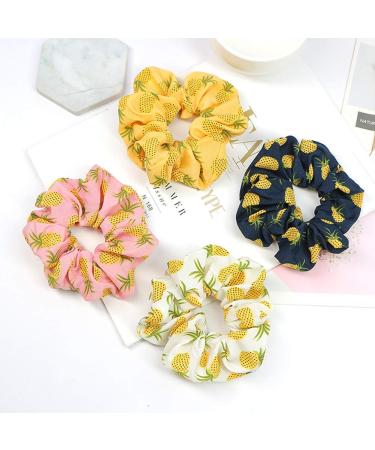 3 Pieces Set Elastic Pineapple Pattern Scrunchies | Stretchy Hair Rings for Girls - Random Colors - Buy Online on GoSupps.com