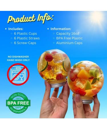 Plastic Fish Bowls for Drinks 500ml Party 6 Pack Small Fish Bowl Cups with Lids and Straws 6 Fishbowls - Buy Online on GoSupps.com