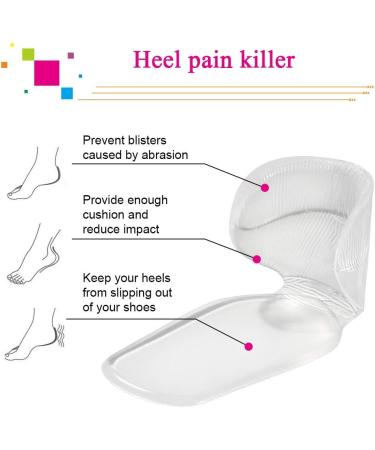 URAQT Gel Shoe Inserts for Women - Anti-Slip Heel Grips & Foot Insoles (4 Pairs) - Transparent - Buy Online on GoSupps.com