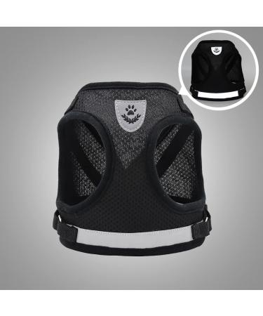 Meioro Adjustable Dog Harness with Leash - Soft Padded Vests for Small & Medium Puppies/Cats Reflective Black M (Breast: 35-40cm) - Buy Online on GoSupps.com
