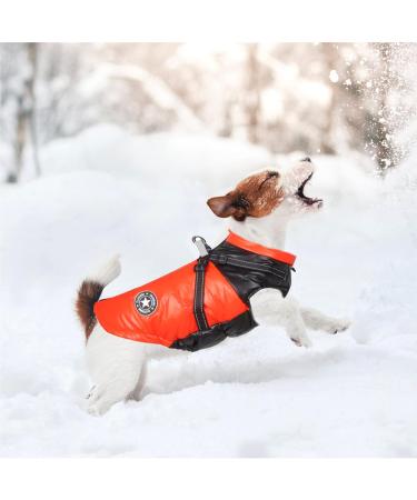Winter Dog Jacket - Waterproof Windproof Reflective & Warm Coat for Small & Medium Dogs - Orange Size M - Buy Online on GoSupps.com