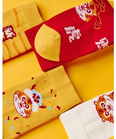 Chinese New Year Red Cotton Sports Socks - 5 Pairs (Size 36-44) | Men's and Women's Fashion Socks - Buy Online on GoSupps.com