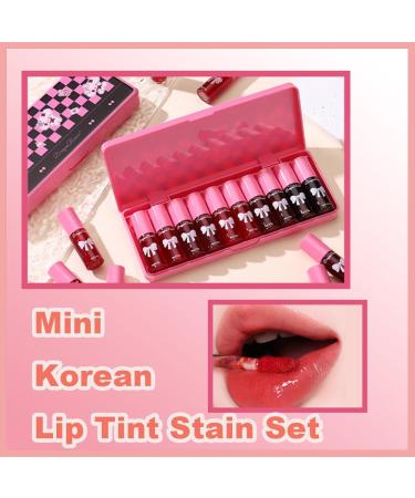 10 PCS Korean Lip Tint Stain Set | Waterproof Mini Liquid Lipstick & Multi-Use Cheek Tint - Long Lasting Non-Stick Color - Buy Online on GoSupps.com