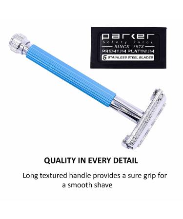 Parker Butterfly Open Safety Razor with 5 Premium Blades Blue | Best International Shipping - Buy Online on GoSupps.com