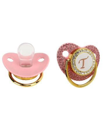 Buy Asixxsix Golden Baby Schnuller - Personalized Bling Pacifier with Strass Letters & Chain Clip for Newborns | Perfect for Baby Shower & Photography - Buy Online on GoSupps.com