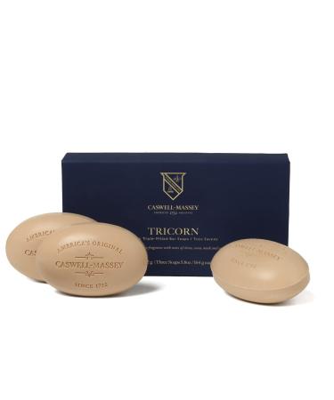 Caswell-Massey Triple Milled Heritage Tricorn Three-Soap Set  Scented & Moisturizing Bath Soap  Made In The USA  5.8 Oz (3 Bars) Heritage Tricorn 3 Count (Pack of 1)