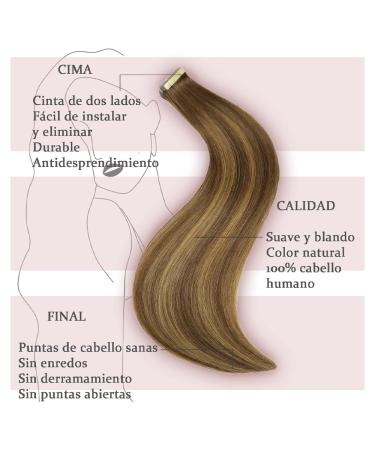Shop Hotlulana Tape Extensions - Real Hair Balayage #4/4/27 Chocolate Brown to Caramel Blonde - 20 Inch 50g 20 Packs - Buy Online on GoSupps.com