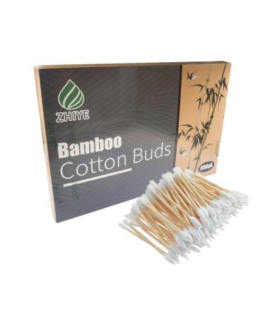 ZHIYE 600 Bamboo Cotton Buds Cotton Wooden Ear Swabs for Makeup Cleaning 100% Biodegradable Eco Friendly